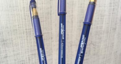 фирменными ручками от компании Berlingo с хештегом #20летвместе Сухой Лог напишет Тотальный диктант